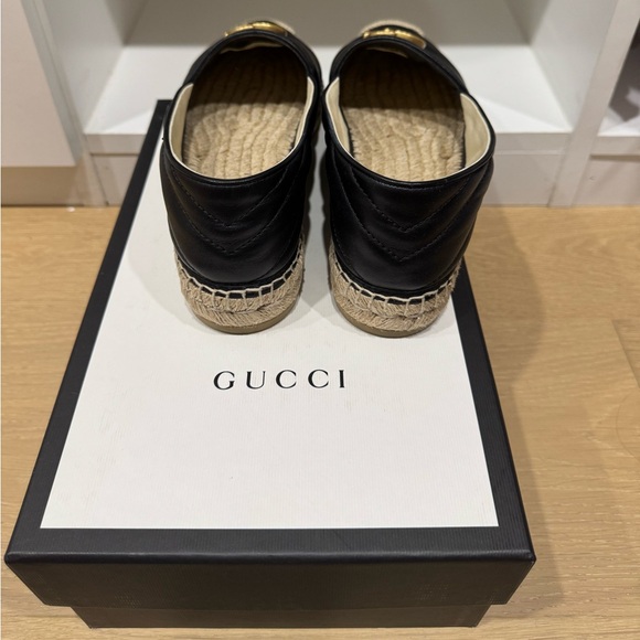 Gucci Black Nappa Matelasse Marmont Leather Espadrilles - Picture 4 of 4